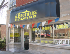 W. Brothers Roofing, Palatine Illinois showroom. A wide selection of shingles and siding samples.